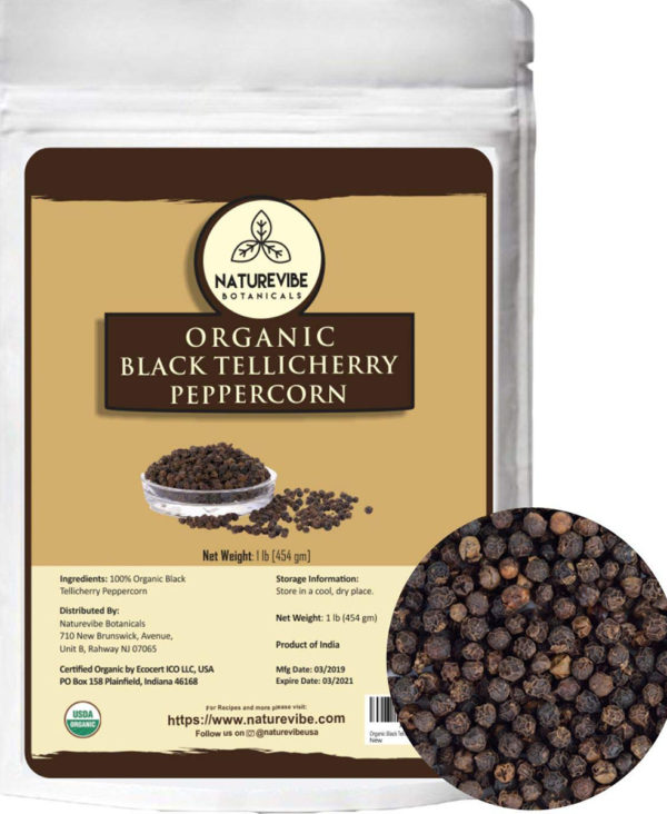 Naturevibe Botanicals Organic Black Tellicherry Peppercorn