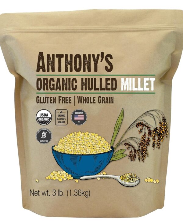 Anthony's Organic Hulled Millet, 3 lb, Gluten Free, Grown in the USA