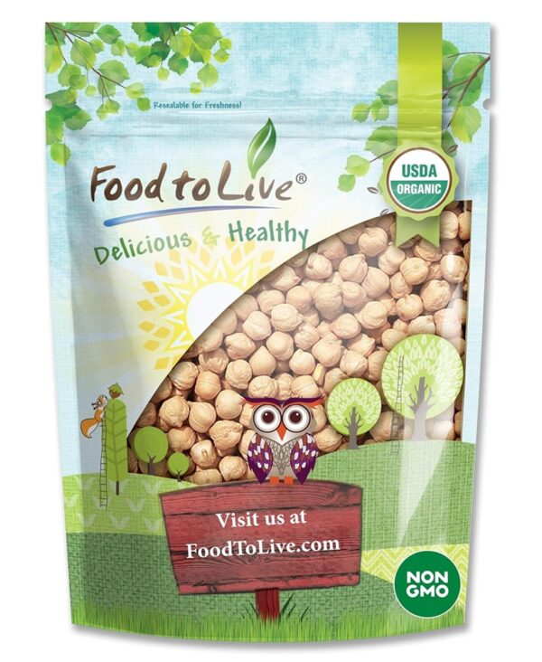 Food to Live Organic Garbanzo Beans, 3 Pounds – Dried Chickpeas, Non-GMO, Kosher, Raw, Sproutable, Bulk