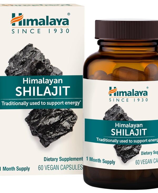 Himalaya Shilajit Extract Capsules, 60 Count, 250 mg Himalayan Shilajit Resin for Men and Women, Supports Energy