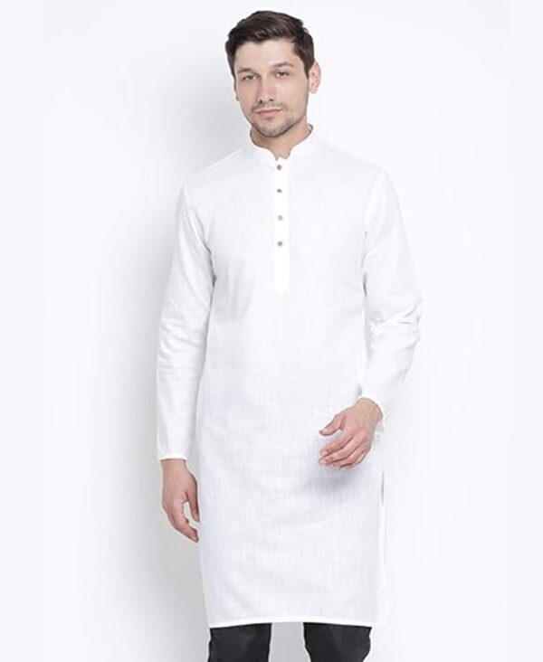 Men's Cotton Linen Blend Kurta | Traditional Indian Tunic | Casual Ethnic Wear | Wedding & Festive Partywear