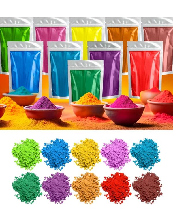 Natural Holi Gulal Colors Powder| Bright and Vibrant Holi Colors| Organic and Water-Soluble Gulal Color Powder| Perfect for Holi Festivals| Skin friendly and Stain-Free| Pack of 10 with 100gms Each