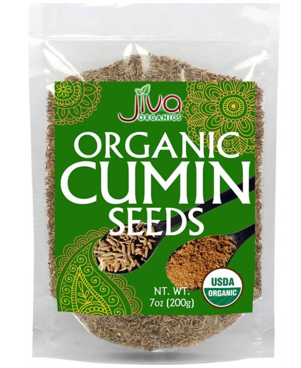 Jiva USDA Organic Cumin Seeds Whole 7oz - Packaged in Resealable Bag