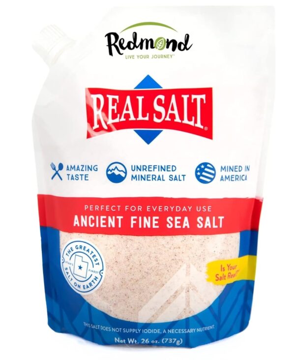 REDMOND Real Sea Salt - Natural Unrefined Gluten Free Fine, 26 Ounce Pouch (1 Pack)