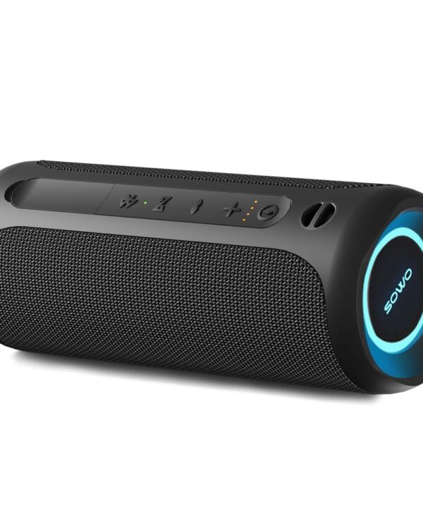 Wireless Portable Speaker,IPX7 Waterproof Bluetooth Speaker, 25W Loud Stereo Sound, Bassboom Technology, TWS Pairing, Built-in Mic, 16H Playtime with Lights for Home Outdoor - Black