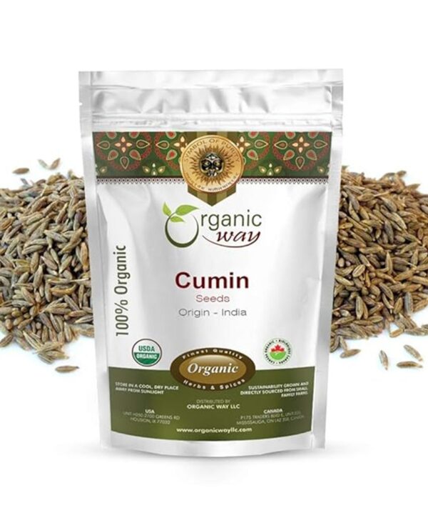 Organic Way Premium Cumin/Jeera Seeds Whole (Cuminum cyminum) - Adds Flavour & Aroma | Organic & Kosher Certified | Raw, Vegan, Non GMO & Gluten Free | USDA Certified | Origin - India (1 LBS)