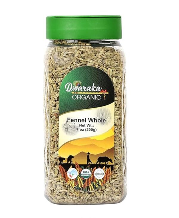 Dwaraka Organic - Fennel Seeds, 7oz, Healthy, Organic, Non GMO, All Natural