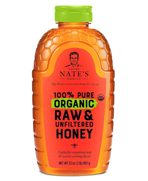 Nate's Organic 100% Pure, Raw & Unfiltered Honey - USDA Certified Organic - 32oz. Squeeze Bottle