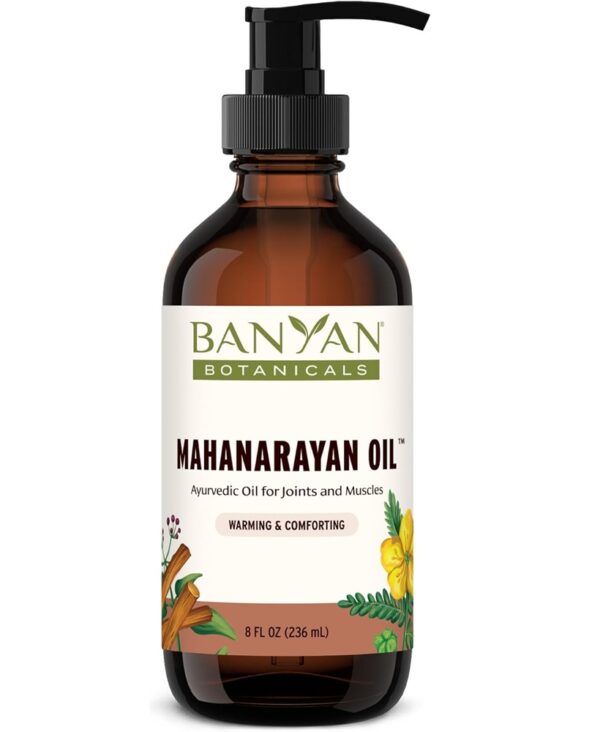 Banyan Botanicals Mahanarayan Oil – 99% Organic Ayurvedic Massage Oil – Penetrating Herbal Oil Used to Warm, Comfort, and Soothe Joints and Muscles – 8 oz. – Non GMO Sustainably Sourced Abhyanga Oil