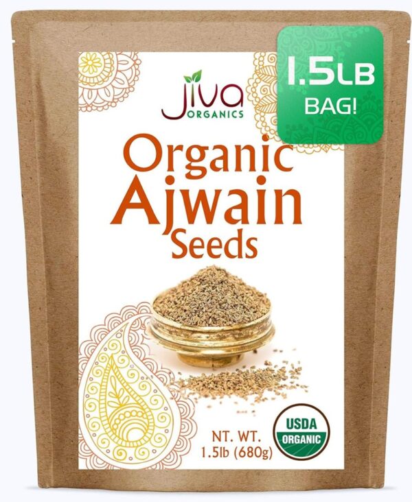 Jiva Organic Ajwain Seeds 1.5 LB Bag - Non-GMO - Bishops Weed or Carom Seeds