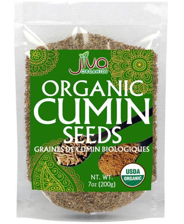 Jiva USDA Organic Cumin Seeds Whole 7oz - Packaged in Resealable Bag