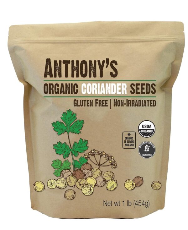 Anthony's Organic Coriander Seeds, 1 lb, Gluten Free, Non GMO, Non Irradiated, Keto Friendly