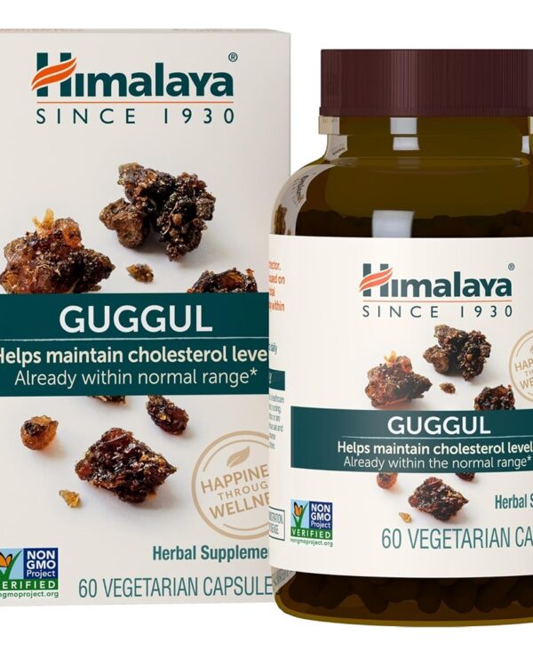 Himalaya Guggul Herbal Supplement, HDL & LDL Support, Liver Health, Liver Cleansing, Triglyceride Support, Bile Production, 720 mg, Non-GMO, Vegetarian, 60 Capsules, 1 Pack