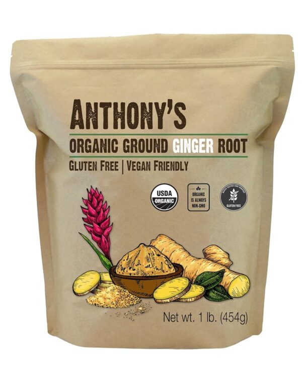 Anthony's Organic Ground Ginger Root, 1 lb, Gluten Free, Non GMO, Keto Friendly
