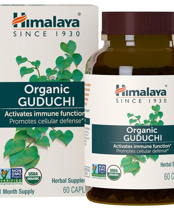 Himalaya Organic Guduchi for Active Immune Support and Cellular Defense, 700 mg, 60 Caplets, 1 Month Supply