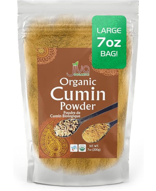 Jiva Organics Organic Ground Cumin Powder 7 ounce - 100% Pure & Non-GMO (Ground Cumin Seeds)