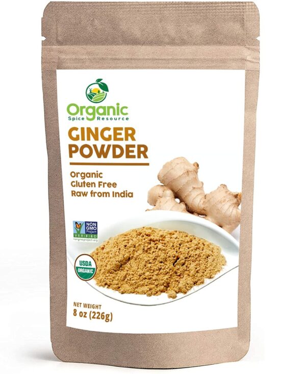 Organic Ginger Powder | 8 oz (226g) | USDA Organics and Non-GMO Verified Project Approved | Product of India | 100% Raw and Natural | Resealable Kraft Bag by SHOPOSR