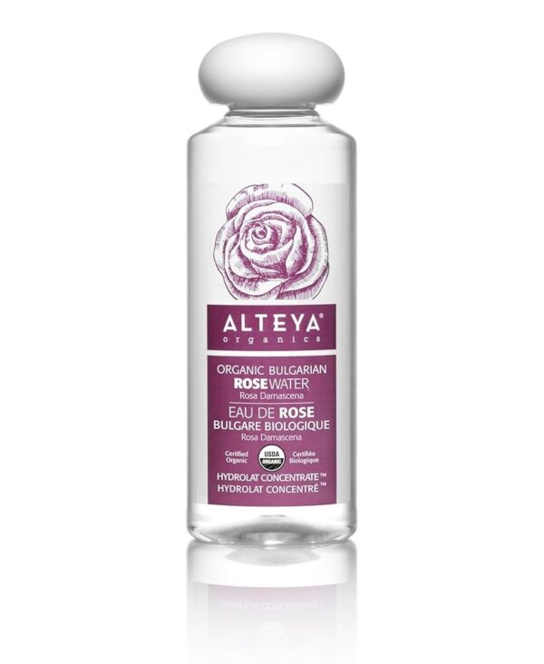 Alteya Organics Rose Water USDA Certified Organic Facial Toner, 8.5 Fl Oz/250mL Pure Bulgarian Rosa Damascena Flower Water, Award-Winning Moisturizer BPA-Free Bottle with Reducer