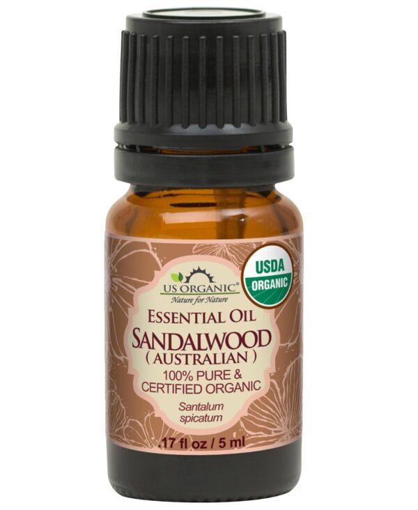 US Organic 100% Pure Sandalwood Essential Oil, USDA Certified Organic, Steam Distilled, Santalum Spicatum, Premium Quality, Woody Scent, Ideal for Diffuser, Massage & Skincare, from Australia (5 ml)