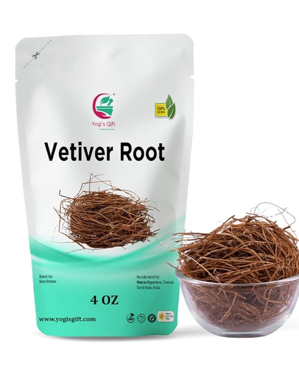 VETIVER Root 4 oz(114 Grams) | Great Aromatic Roots | 100% Pure and Natural Mesmerizing Fragrance | Product of India | Non-GMO, Vegan | Yogi's Gift®