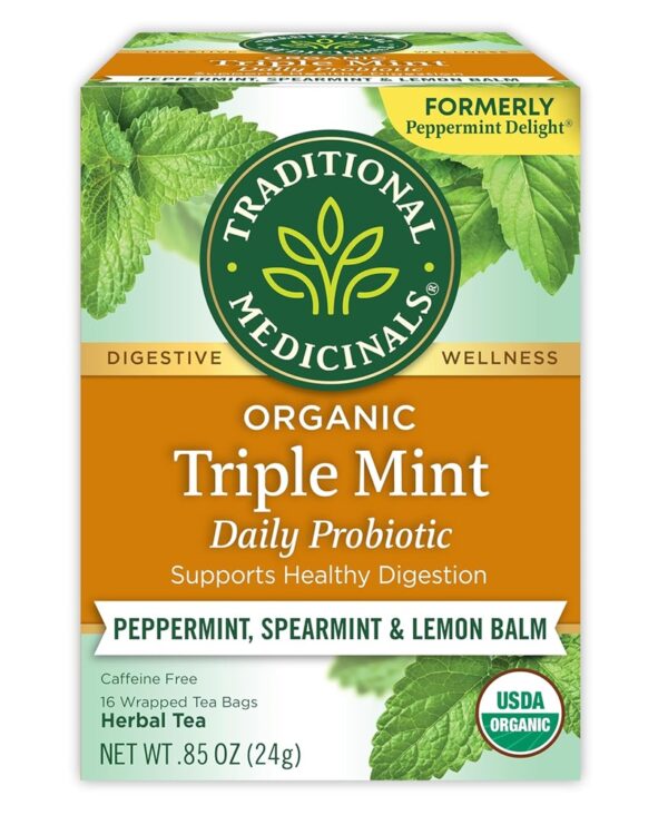 Traditional Medicinals Tea, Organic Triple Mint, Supports Healthy Digestion, Includes 16 Tea Bags