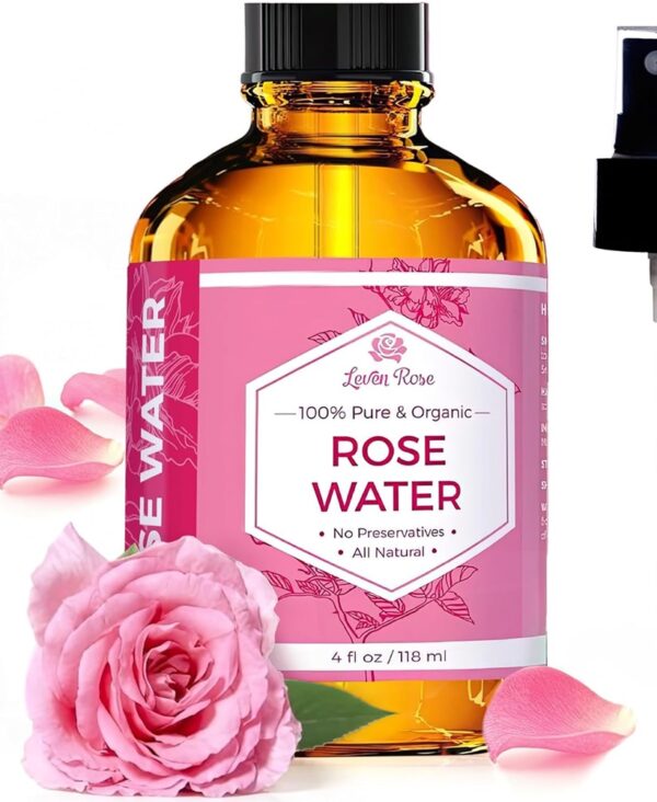 Rose Water Spray for Face by Leven Rose - Pure Natural Moroccan Rosewater Hydrosol Face Spray - Organic Rose Water for Hair 4 oz